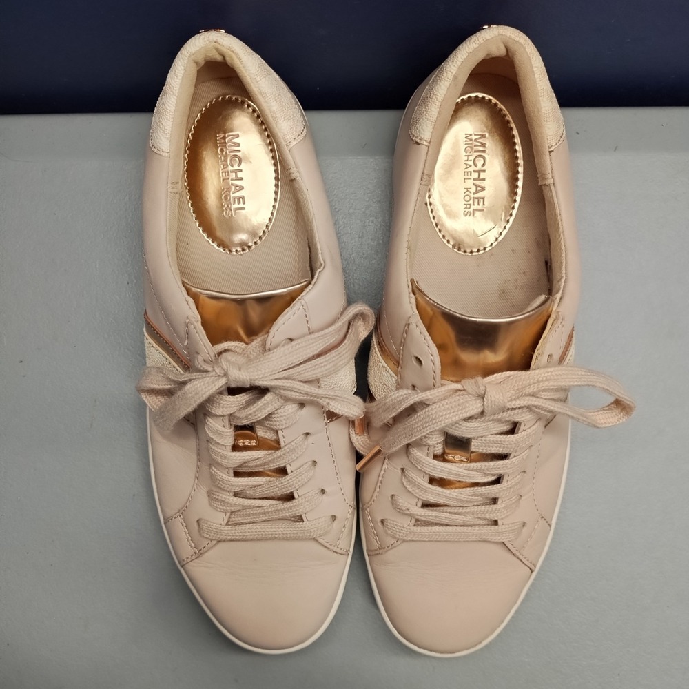 Michael Kors Casual Sneakers Womens Size 6M Pink‎ White Leather Cap Toe Lace Up - Picture 6 of 7